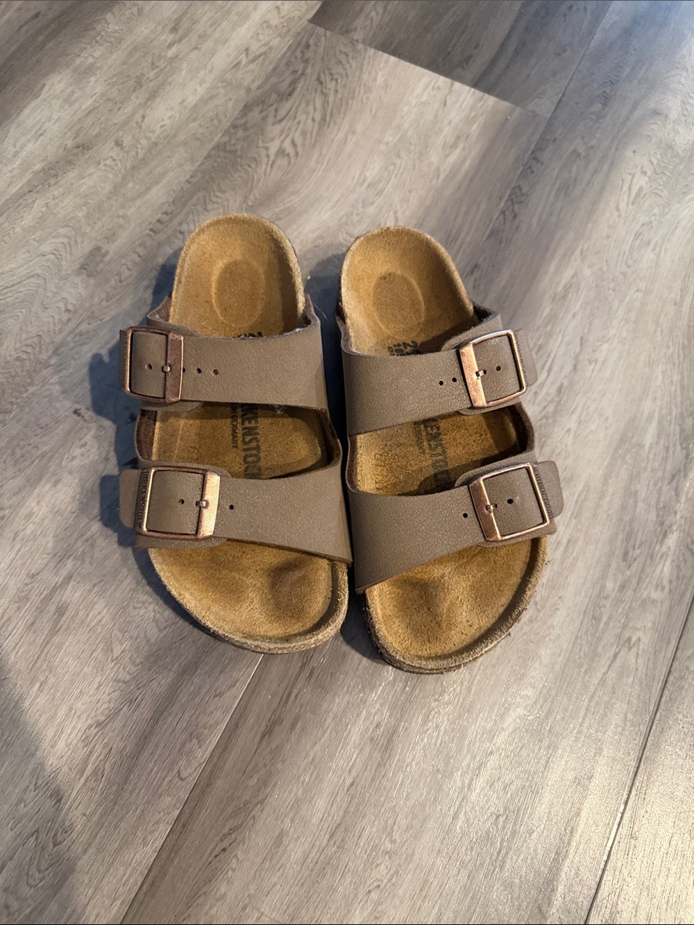 Kids Birkenstock Brown Suede Double-Buckle Slide Sandals